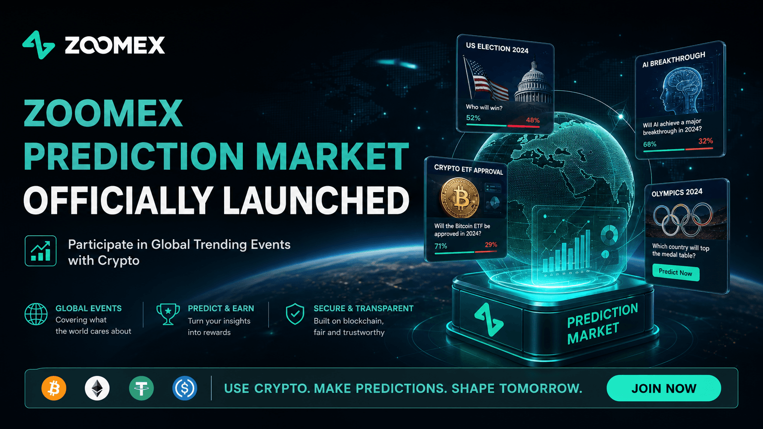 Zoomex Prediction Market Officially Launches: Participate in Global Trending Events with Crypto