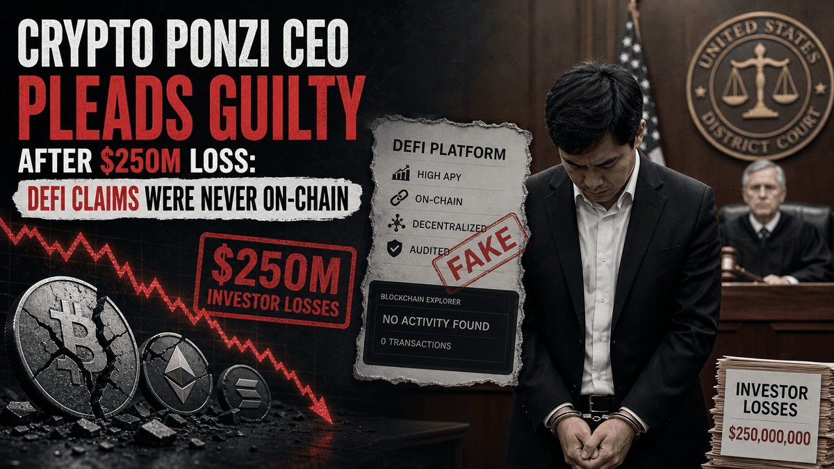 Crypto Ponzi CEO Pleads Guilty After $250M Loss: DeFi Claims Were Never On-Chain