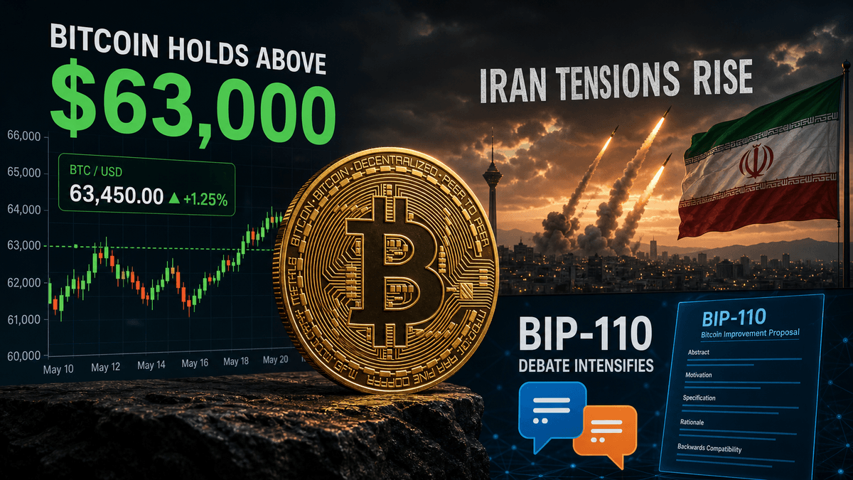 Bitcoin holds above $63,000 as Iran tensions rise, BIP-110 debate intensifies